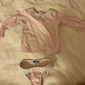 Jacadi pink Peter Pan white collar swim